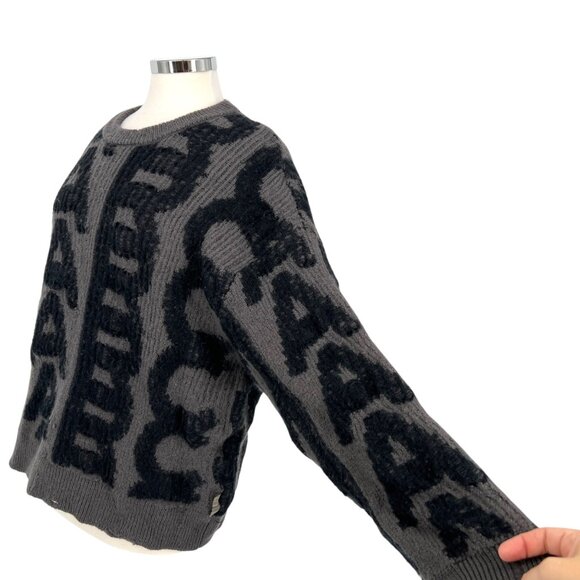 Marc Jacobs The Monogram Distressed Oversized Sweater Gray Black Size XL - Picture 5 of 16